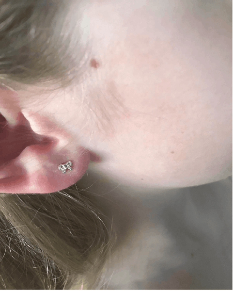 Children's Sterling Silver 'May Birthstone' Bow Stud Earrings