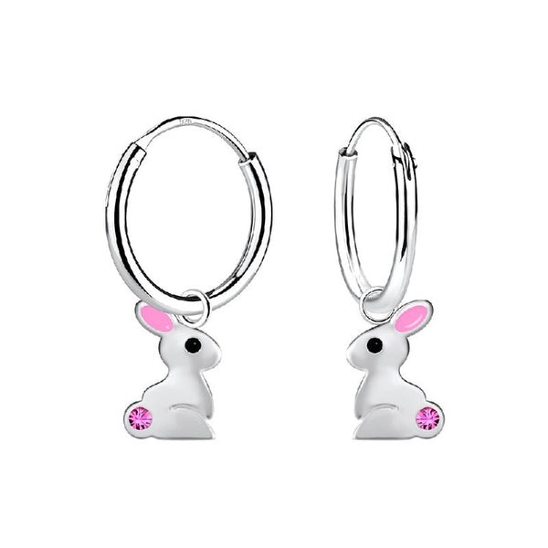 Children's Sterling Silver Rabbit Hoop Earrings