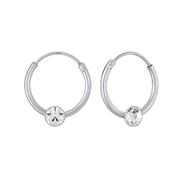 Children's Sterling Silver 'April Birthstone' Hoop Earrings