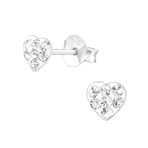 Children's Sterling Silver 'Crystal Heart' Stud Earrings
