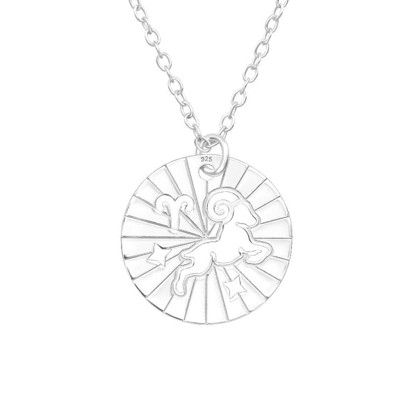 Children's Sterling Silver Zodiac Sign Pendant Necklace - Aries (March 21-April 19)