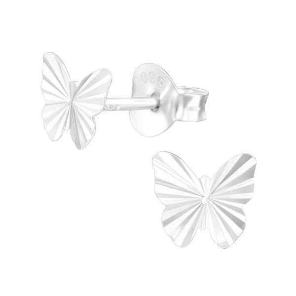 Children's Sterling Silver 'Engraved Butterfly' Stud Earrings