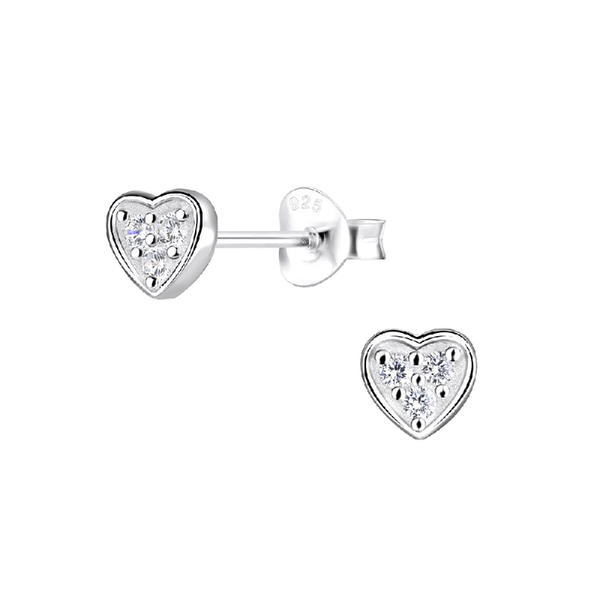 Children's Sterling Silver 'Sparkle and Shine Heart' Stud Earrings