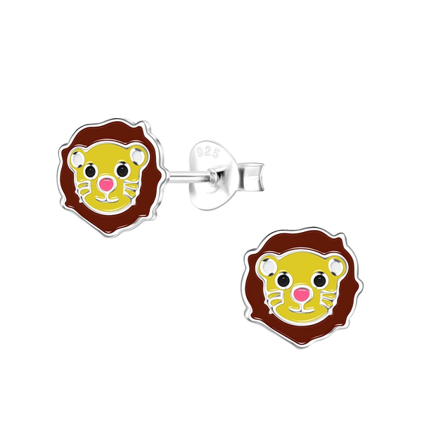Children's Sterling Silver Lion Stud Earrings