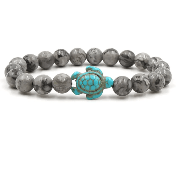 Adult's/Teenager's Map Jasper Stone Turtle Stretch Bracelet