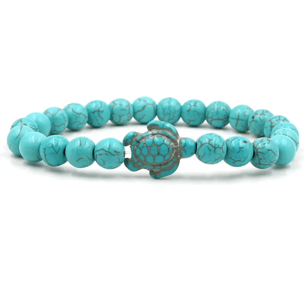 Adult's/Teenager's Blue Pine Stone Turtle Stretch Bracelet