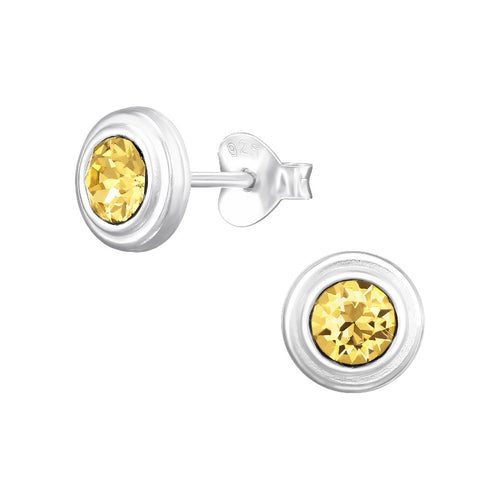 Teen/Adult Sterling Silver 'November Birthstone' Round Stud Earrings