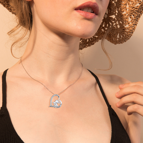 Adult/Teenager 'Mother and Baby Bunny Rabbit' Crystal Heart Pendant Necklace