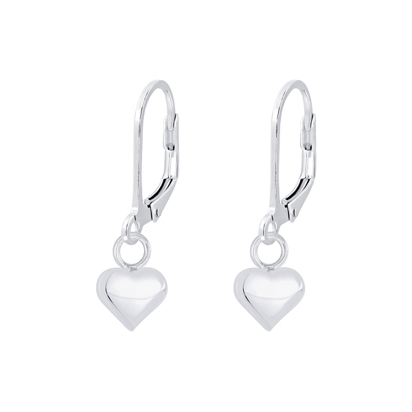 Children's Sterling Silver Heart Charm Lever Back Earrings