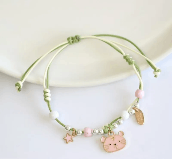 Children's Adjustable 'Tiger' Wish Bracelet / Friendship Bracelet - Green