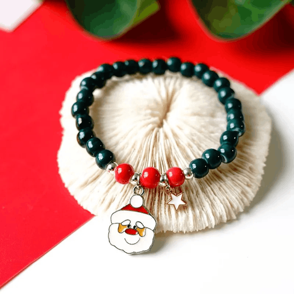 Children's 'Christmas Santa Face' Stretch Bead Bracelet