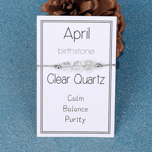 Adjustable 'April Birthstone Irregular Stone' Wish Bracelet / Friendship Bracelet