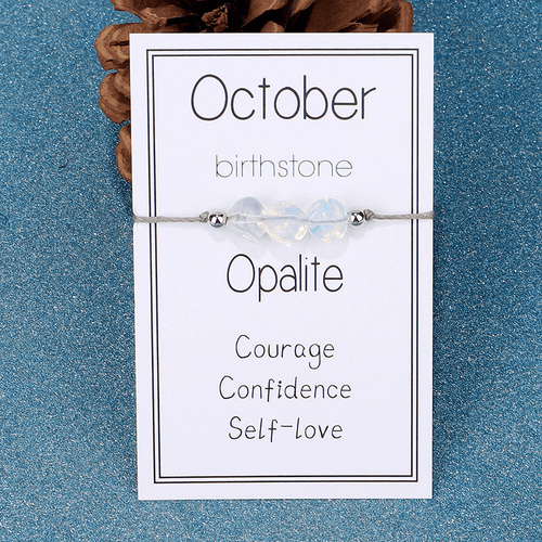 Adjustable 'October Birthstone Irregular Stone' Wish Bracelet / Friendship Bracelet