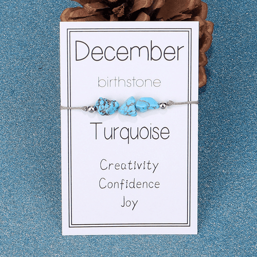 Adjustable 'December Birthstone Irregular Stone' Wish Bracelet / Friendship Bracelet