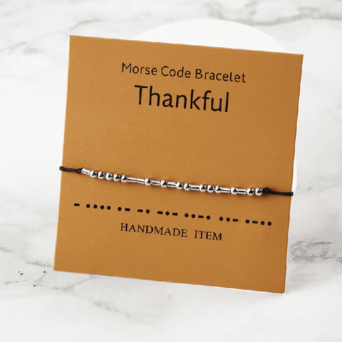 Adjustable Morse Code 'Thankful' Wish Bracelet / Friendship Bracelet - Adult/Teen/Child