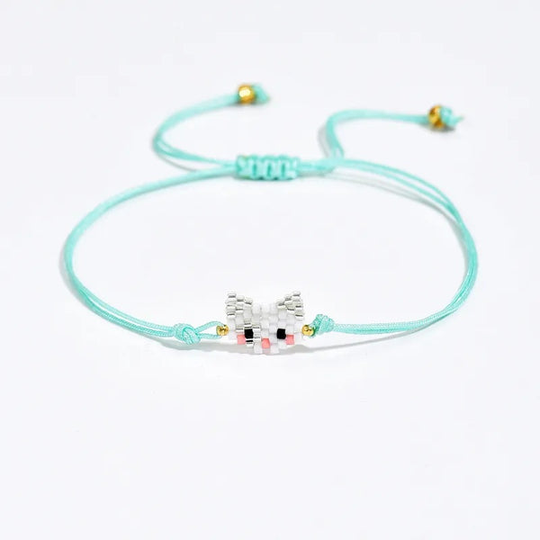 Children's Adjustable Kitten Beaded Wish Bracelet / Friendship Bracelet
