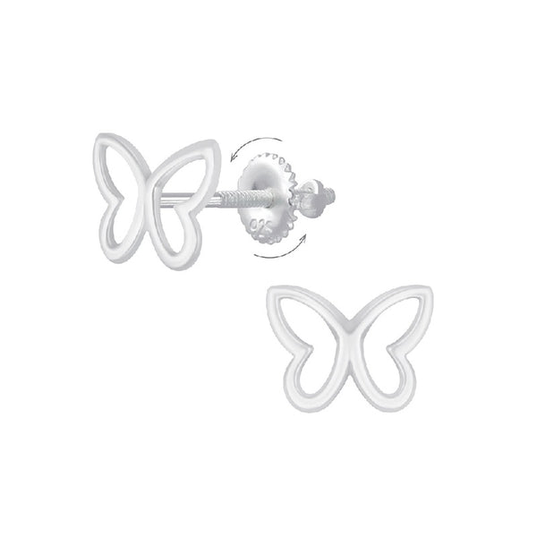 Children's Sterling Silver Butterfly Screw Back Stud Earrings