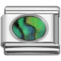 Stainless Steel 9mm Shiny Link with Oval Shell for Italian Charm Bracelet