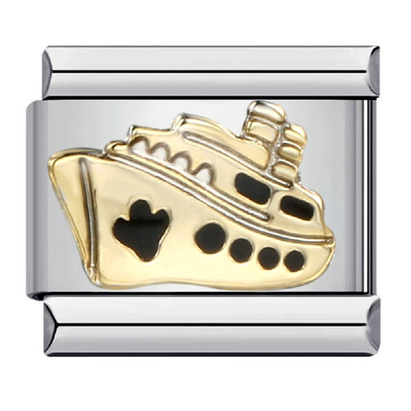 Stainless Steel 9mm Shiny Ship Link for Italian Charm Bracelet
