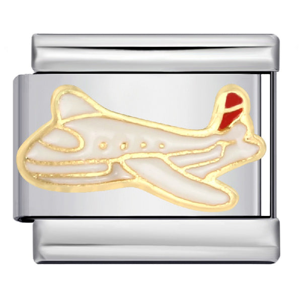 Stainless Steel 9mm Shiny Aeroplane Link for Italian Charm Bracelet
