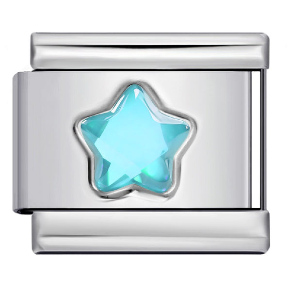 Stainless Steel 9mm Shiny Blue Star Link for Italian Charm Bracelet