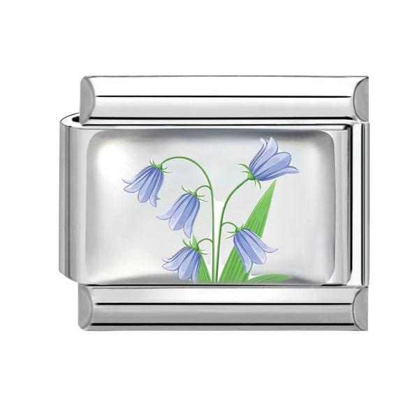 Stainless Steel 9mm Shiny Bluebell Flowers Link for Italian Charm Bracelet