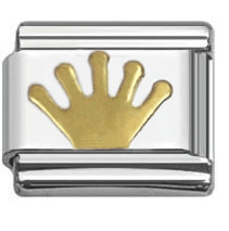 Stainless Steel 9mm Shiny Link with Gold Plated Crown for Italian Charm Bracelet