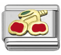 Stainless Steel 9mm Shiny Cherries Link for Italian Charm Bracelet