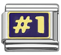 Stainless Steel 9mm Shiny Link with #1 Symbol for Italian Charm Bracelet