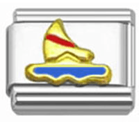 Stainless Steel 9mm Shiny Sailing Boat Link for Italian Charm Bracelet