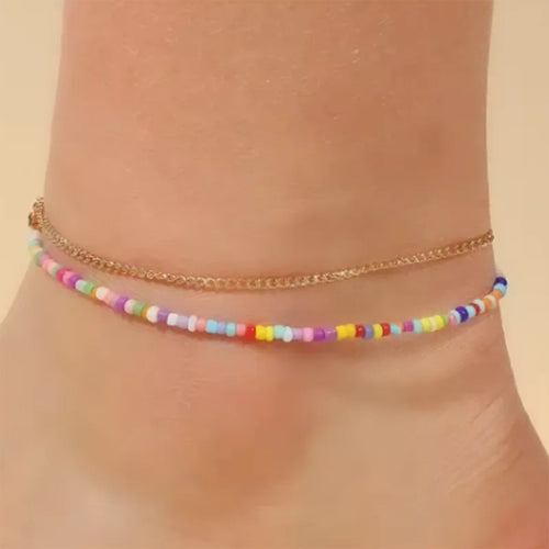 Adult's 'Aloha Echoes' Multicoloured Adjustable Anklet