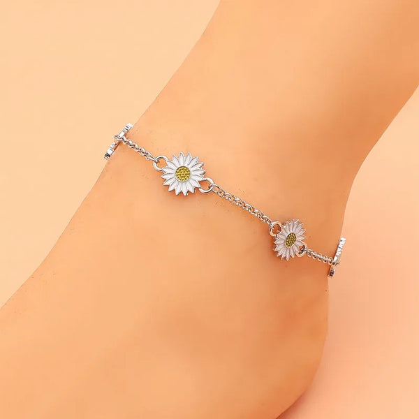 Adult's 'Daisy Flowers' Adjustable Anklet