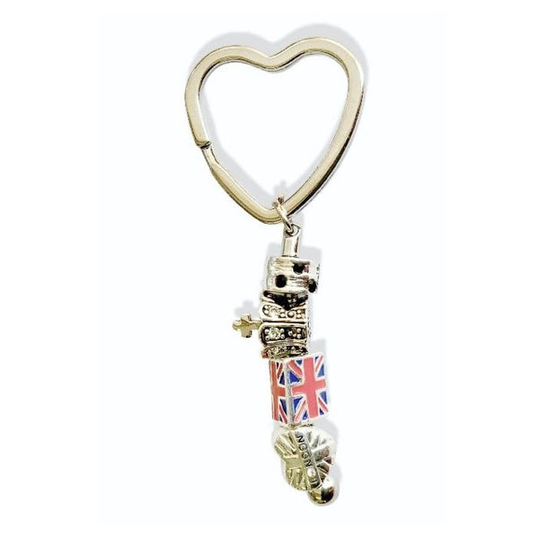 Union Jack 'London Rocks' Silver Plated Keyring/Handbag Charm