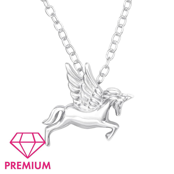 Children's Sterling Silver 'Winged Unicorn' Pendant Necklace
