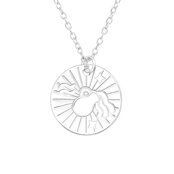 Children's Sterling Silver Zodiac Sign Pendant Necklace - Aquarius (January 20-February 18)
