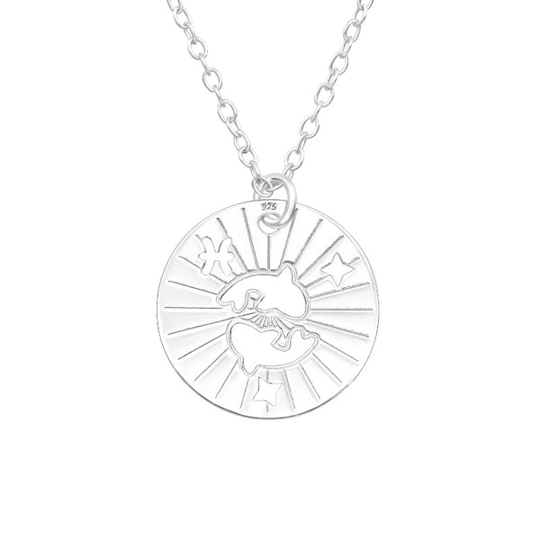 Children's Sterling Silver Zodiac Sign Pendant Necklace - Pisces (February 19-March 20)