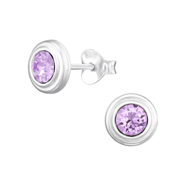 Teen/Adult Sterling Silver 'June Birthstone' Round Stud Earrings