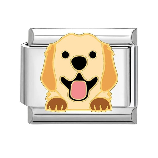 Stainless Steel 9mm Shiny 'Golden Retriever Dog' Link for Italian Charm Bracelet