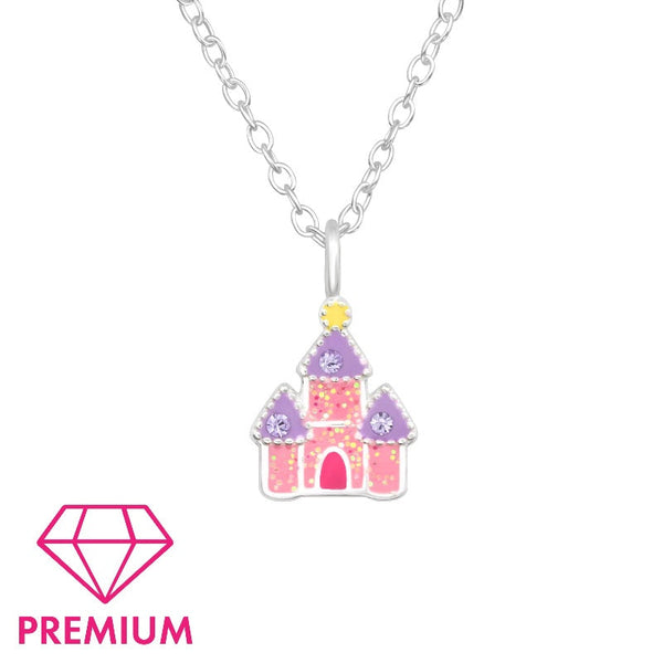 Children's Sterling Silver 'Sparkle Fairy Castle' Pendant Necklace