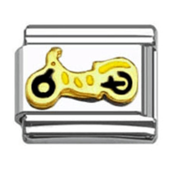 Stainless Steel 9mm Shiny 'Motorbike' Link for Italian Charm Bracelet