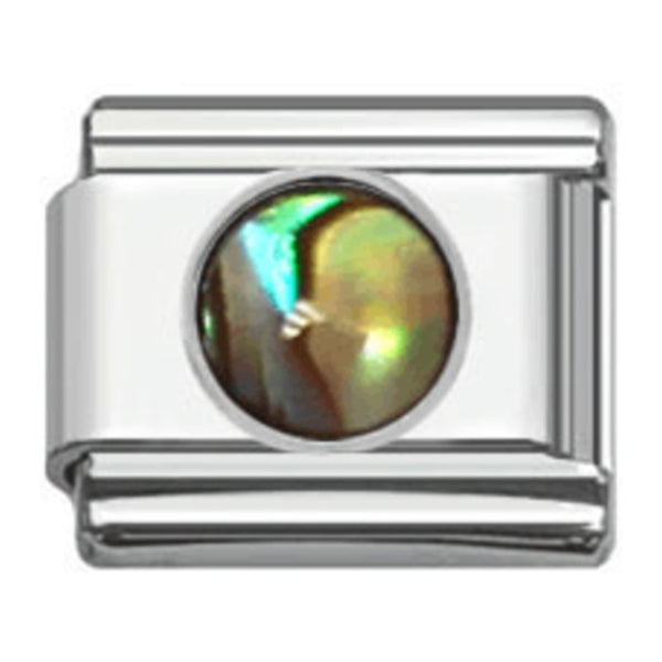 Stainless Steel 9mm Shiny Round Shell Link for Italian Charm Bracelet