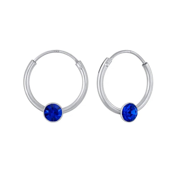 Children's Sterling Silver 'September Birthstone' Hoop Earrings