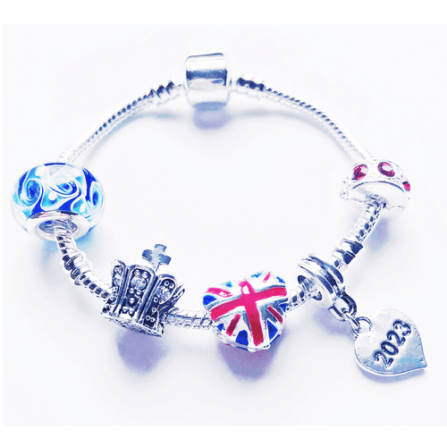 Children's 'King Charles III Coronation’ Silver Plated Charm Bead Bracelet