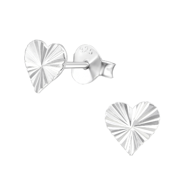 Children's Sterling Silver 'Engraved Heart' Stud Earrings