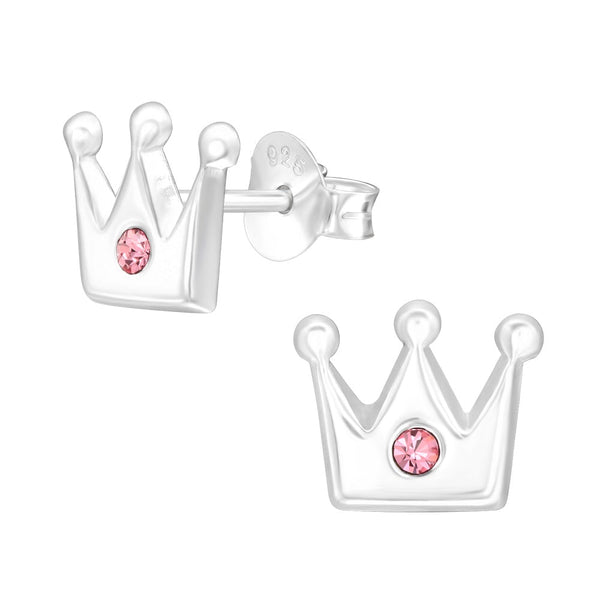 Children's Sterling Silver 'Crown' Stud Earrings