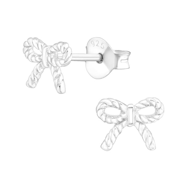 Children's Sterling Silver Ribbon Stud Earrings