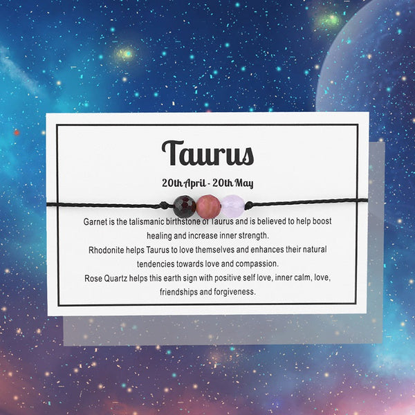 Adjustable 'Taurus' Gemstone Zodiac Wish Bracelet / Friendship Bracelet
