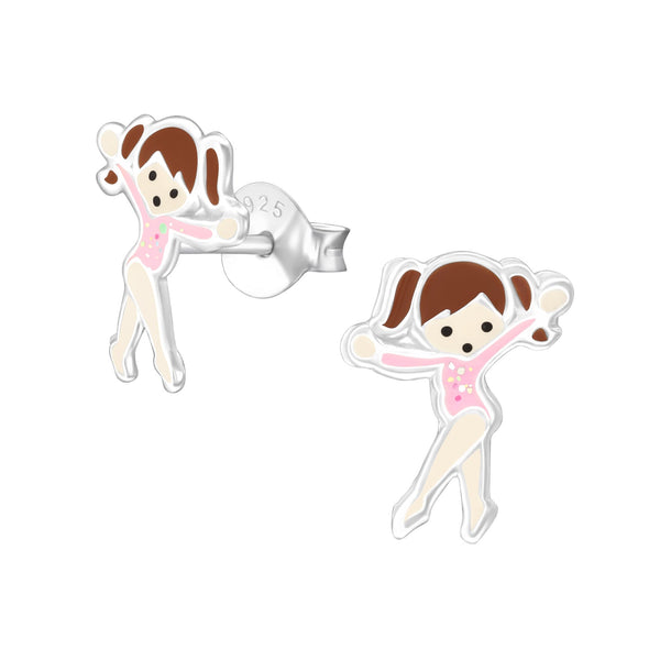 Sterling Silver Ballerina Girl Stud Earrings