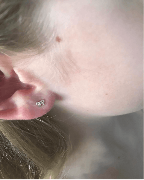 Children's Sterling Silver 'February Birthstone' Bow Stud Earrings