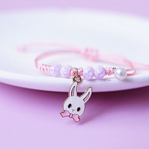Children's Adjustable 'Bunny Rabbit' Wish Bracelet / Friendship Bracelet - Pink